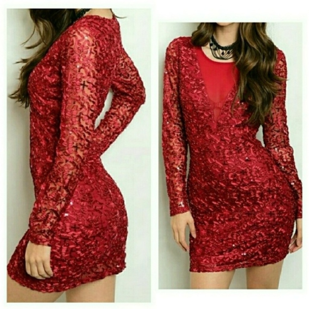 ***CLOSET CLOSING*** Red Cocktail Dress Sequins